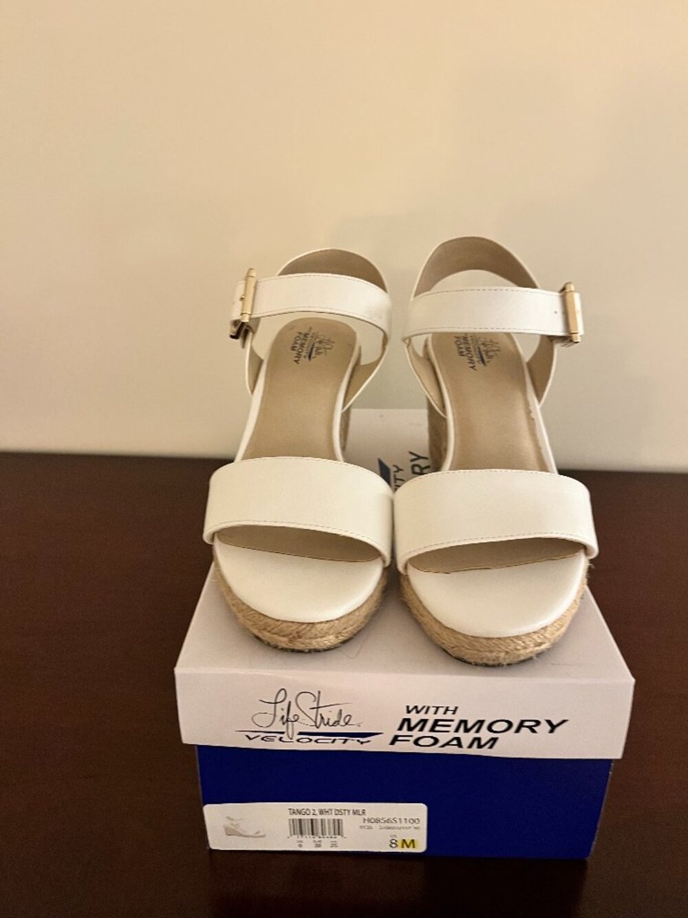 White Espadrille Wedge Sandals (Size 8M) WORN ONE TIME ONLY!